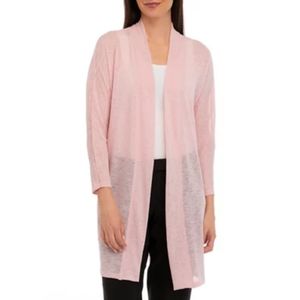KASPER PINK OPEN FRONT LONG CARDIGAN sz Large